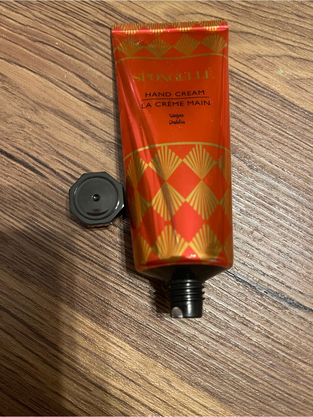 Spongelle Sugar Dahlia Hand Cream - Red & Gold Tube